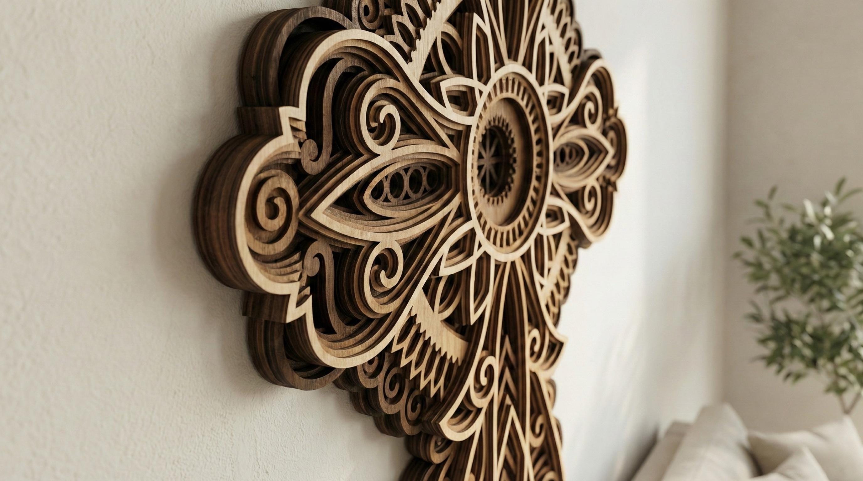 Laser Cut Multilayer Cross 2 Wall Art – 7 Layer Cross Design | 3D Wall Decor | AI SVG DXF dwg Files
