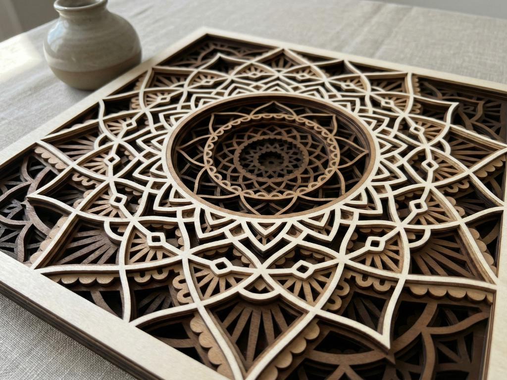 Laser Cut Multilayer Mandala 4 Wall Art – 6 Layer Mandala Design | 3D Wall Decor | AI SVG DXF dwg Files