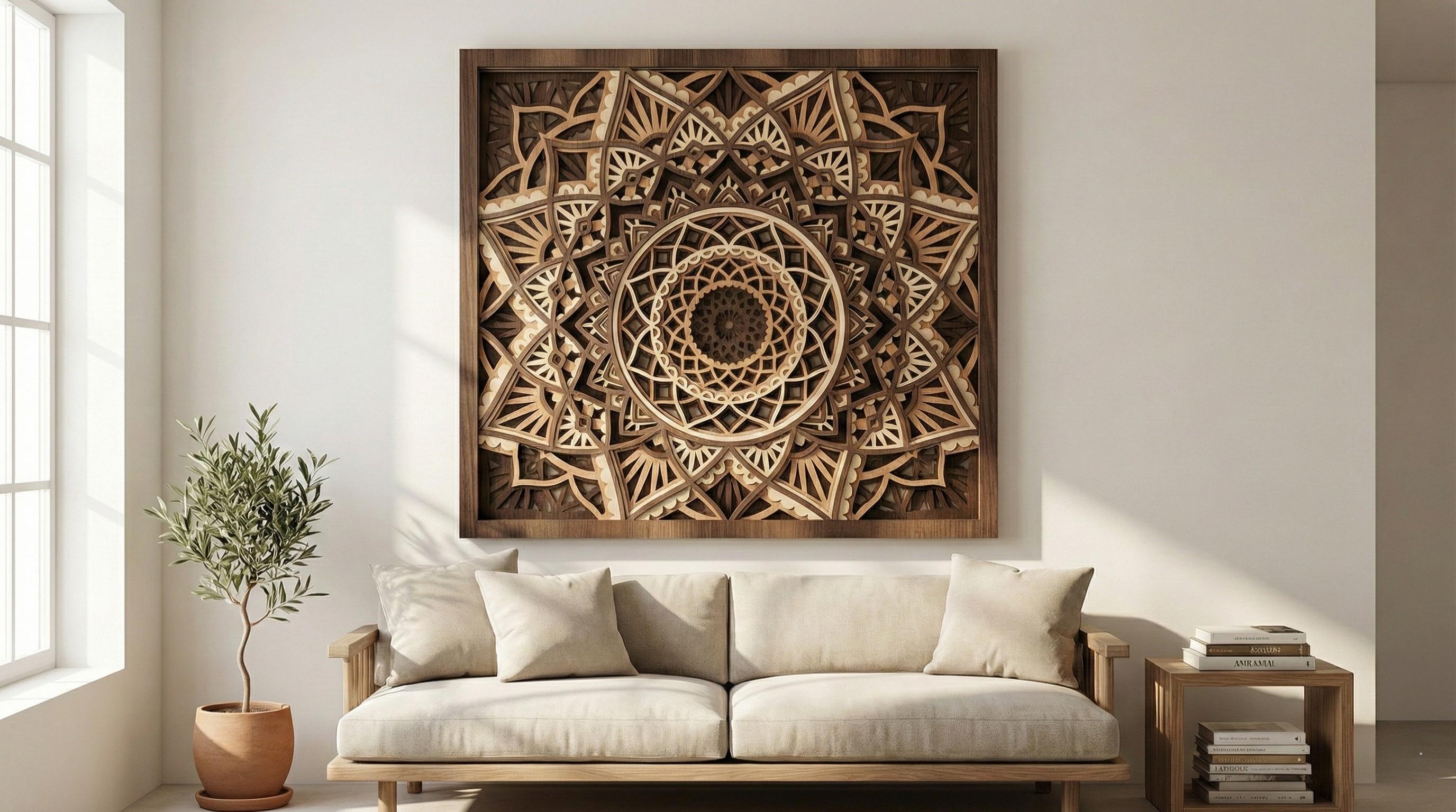 Laser Cut Multilayer Mandala 4 Wall Art – 6 Layer Mandala Design | 3D Wall Decor | AI SVG DXF dwg Files