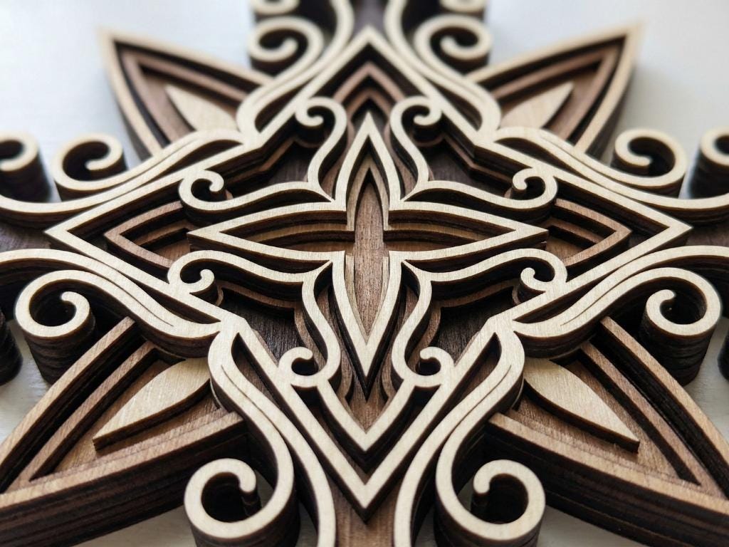 Laser Cut Multilayer Mandala 8 Wall Art – 5 Layer Mandala Design | 3D Wall Decor | AI SVG DXF dwg Files