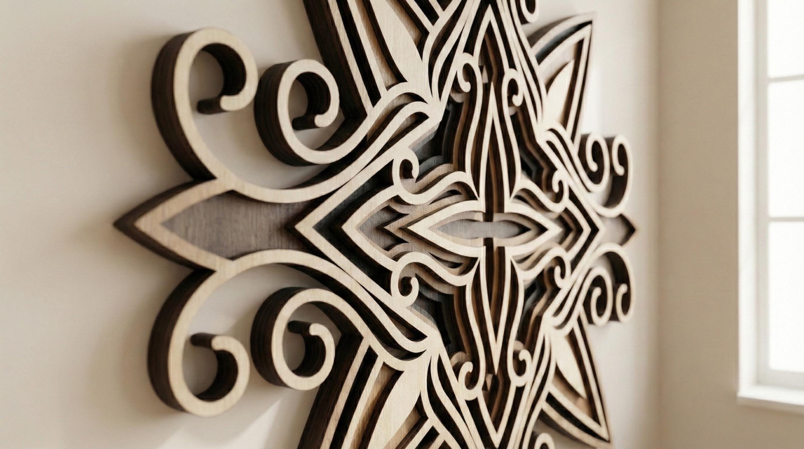 Laser Cut Multilayer Mandala 8 Wall Art – 5 Layer Mandala Design | 3D Wall Decor | AI SVG DXF dwg Files