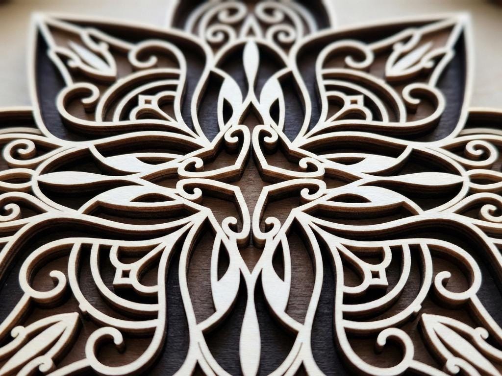 Laser Cut Multilayer Mandala 9 Wall Art – 5 Layer Mandala Design | 3D Wall Decor | AI SVG DXF dwg Files