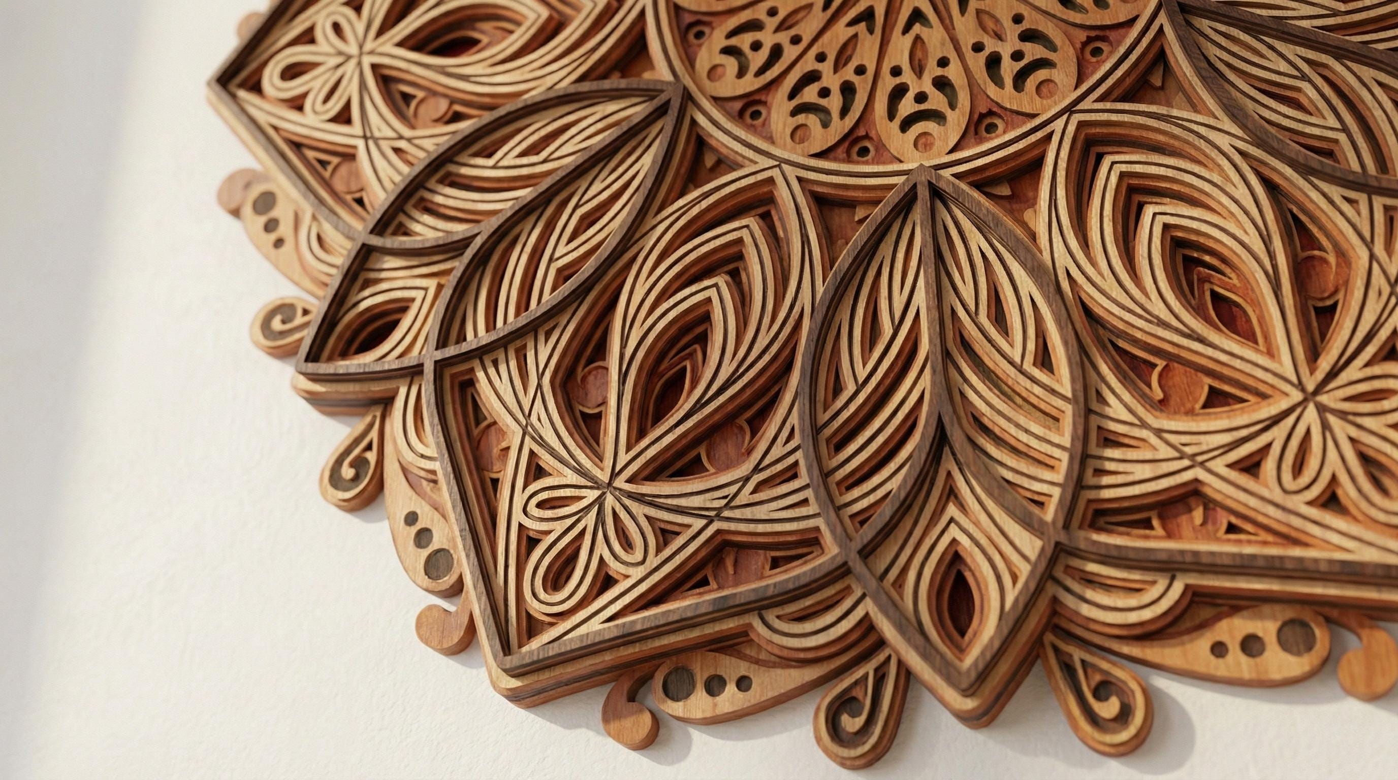 Laser Cut Multilayer Mandala 10 Wall Art – 6 Layer Mandala Design | 3D Wall Decor | AI SVG DXF dwg Files