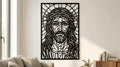 Laser Cut Religious Wall Art Decor – The Redeemer | Flow-Line Art with Black Frame | AI SVG DXF dwg Files