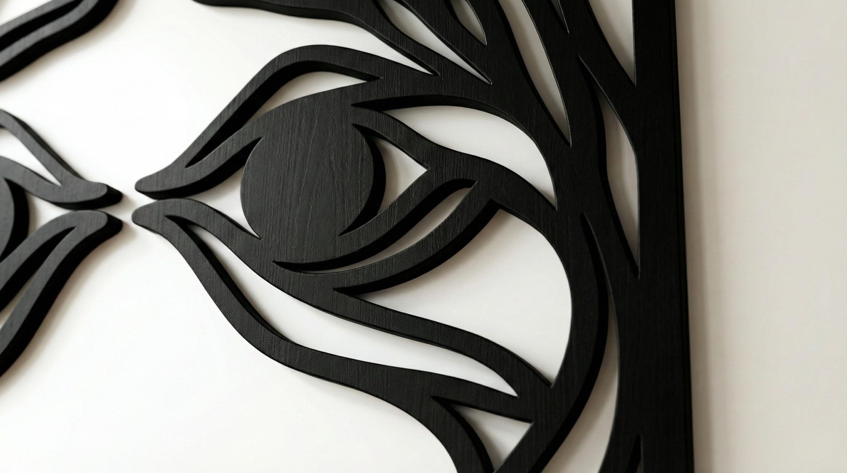 Laser Cut Abstract Wall Art Decor – The Gaze | Flow-Line Art with Black Frame | AI SVG DXF dwg Files