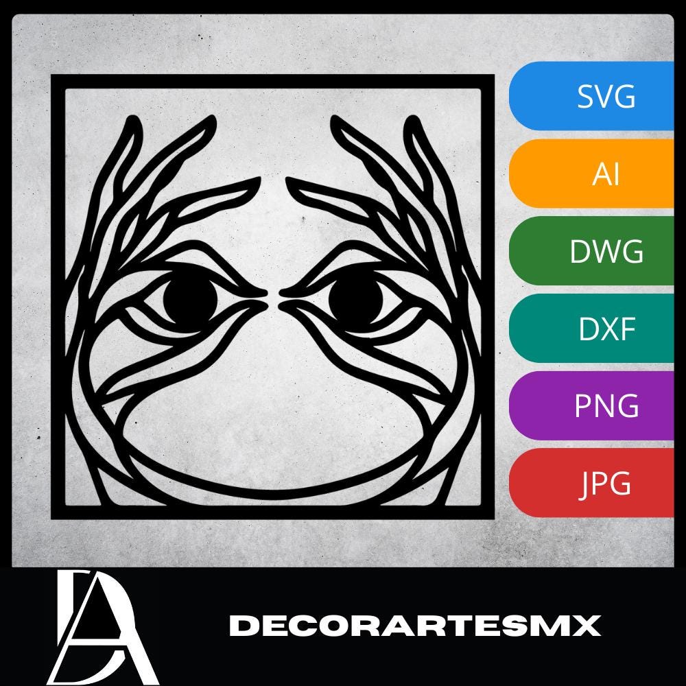 Laser Cut Abstract Wall Art Decor – The Gaze | Flow-Line Art with Black Frame | AI SVG DXF dwg Files