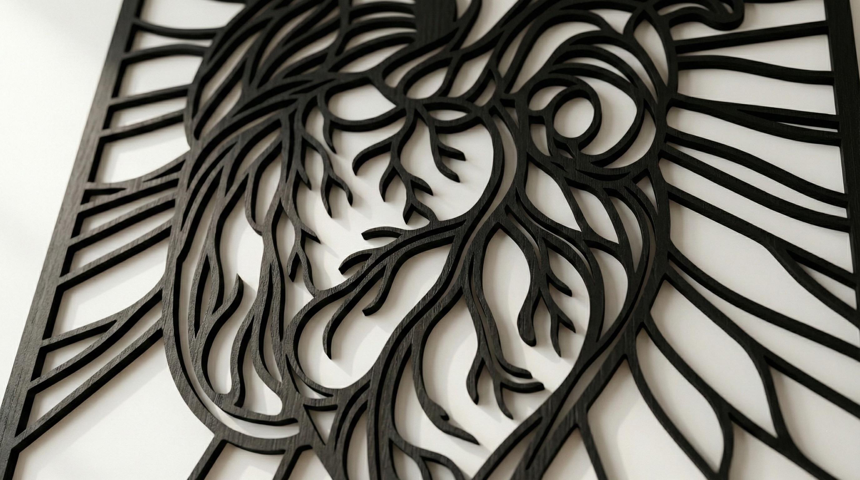 Laser Cut Abstract Wall Art Decor – Heartbeats | Flow-Line Art with Black Frame | AI SVG DXF dwg Files
