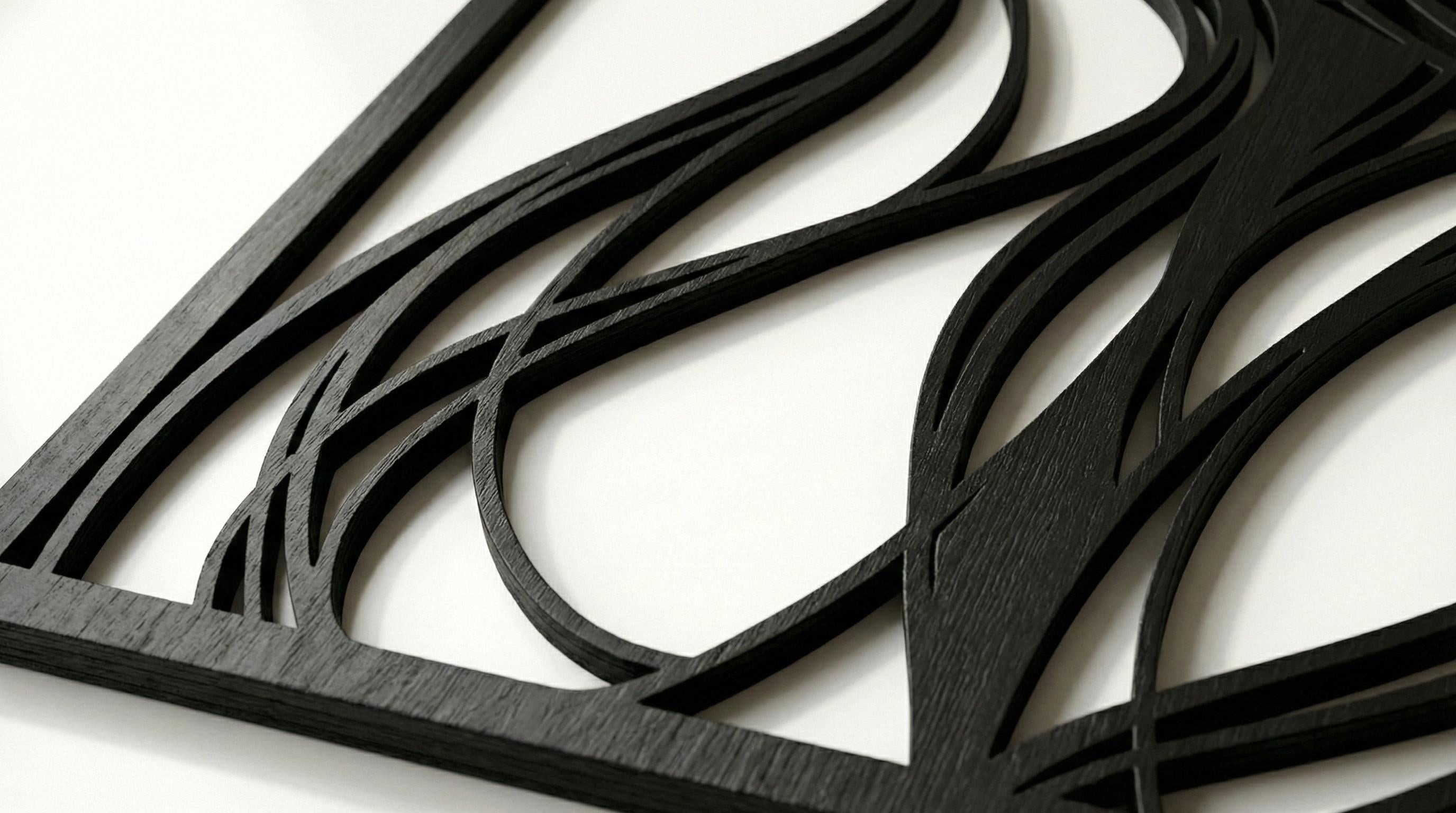 Laser Cut Abstract Wall Art Decor – Introspect | Flow-Line Art with Black Frame | AI SVG DXF dwg Files