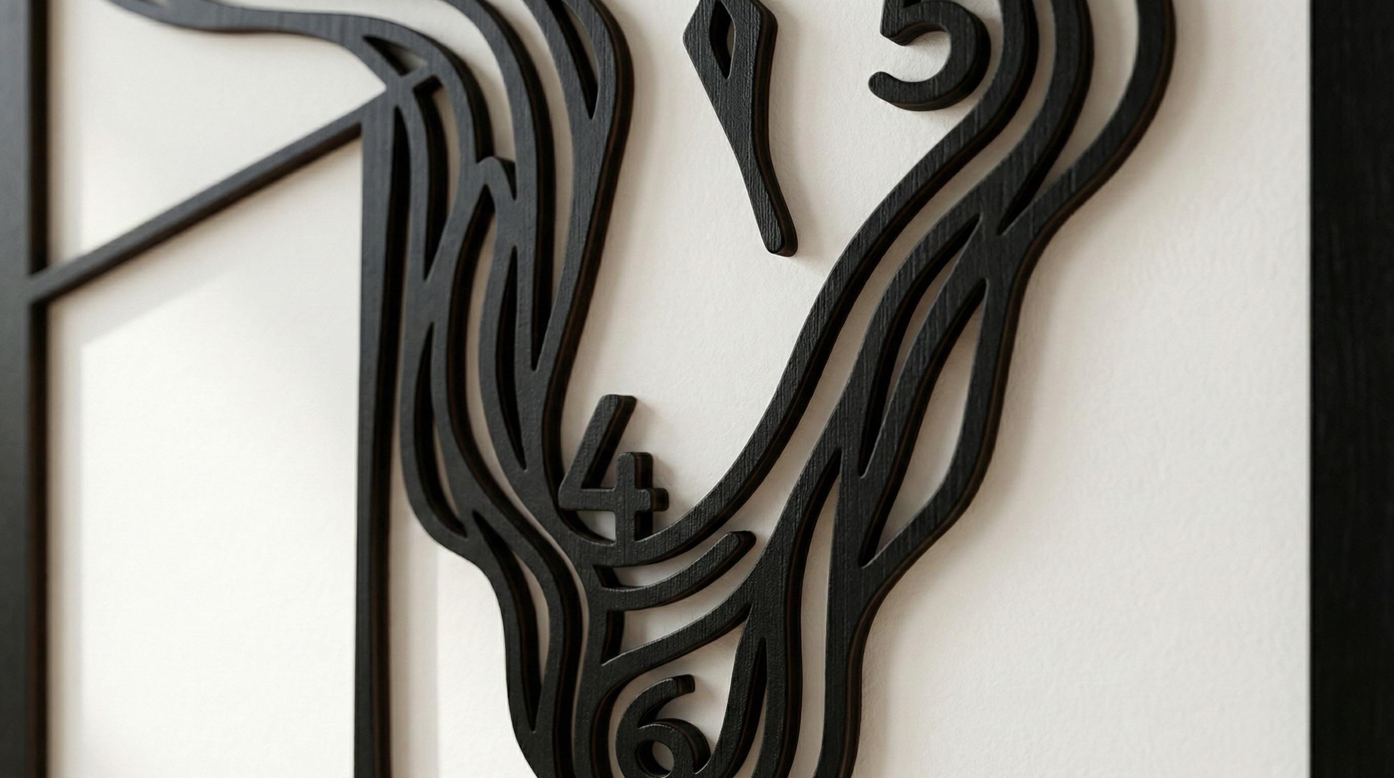 Laser Cut Abstract Wall Art Decor – Time Flows | Flow-Line Art with Black Frame | AI SVG DXF dwg Files