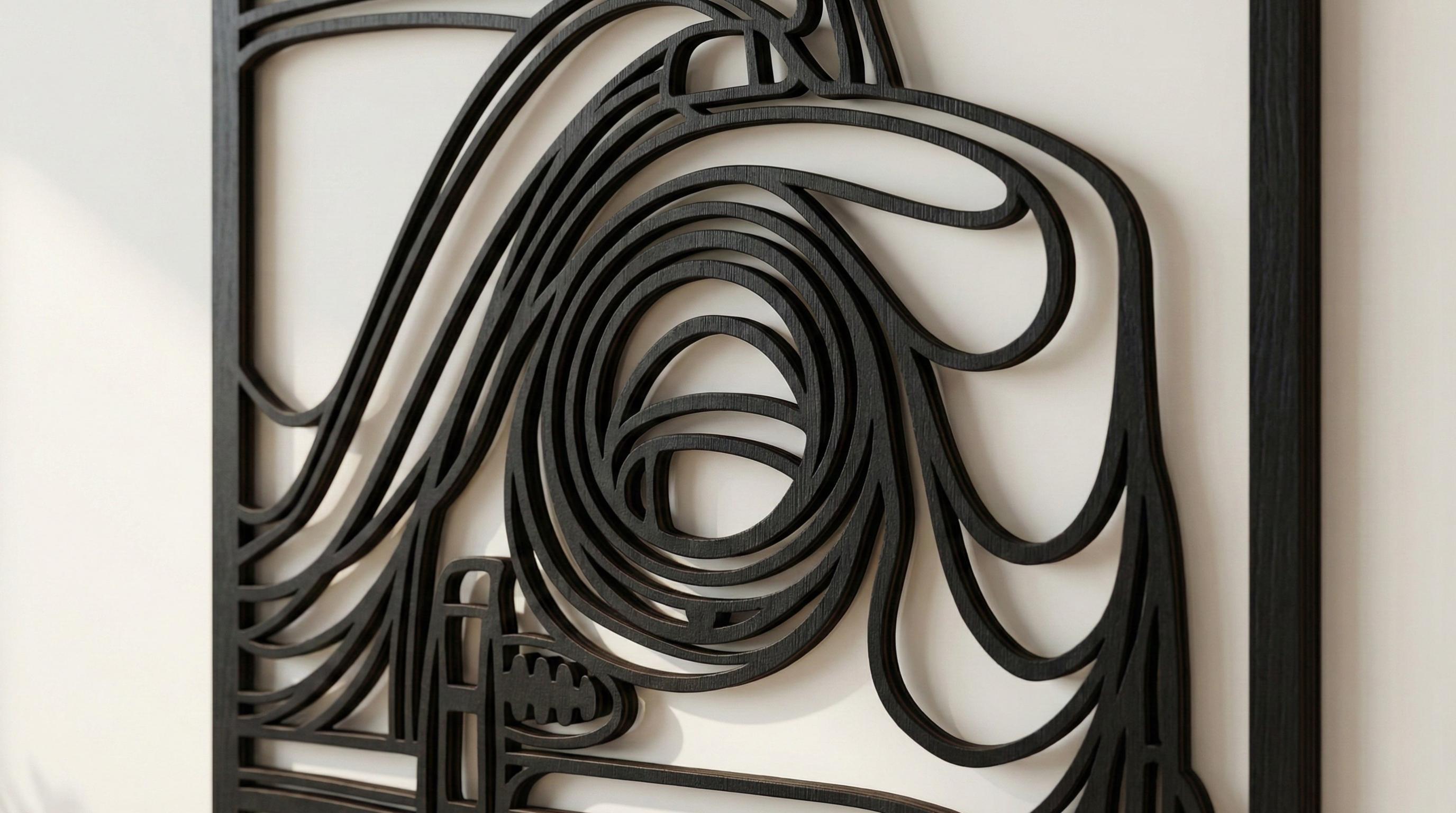 Laser Cut Car Wall Art Decor – Old Beetle | Flow-Line Art with Black Frame | AI SVG DXF dwg Files
