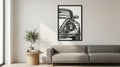 Laser Cut Car Wall Art Decor – Old Beetle | Flow-Line Art with Black Frame | AI SVG DXF dwg Files
