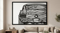Laser Cut Car Wall Art Decor – Mustang 67 | Flow-Line Art with Black Frame | AI SVG DXF dwg Files