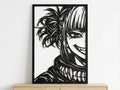Laser Cut Anime Wall Art Decor – Himiko Toga | Flow-Line Art Black Frame | SVG AI DXF dwg Files