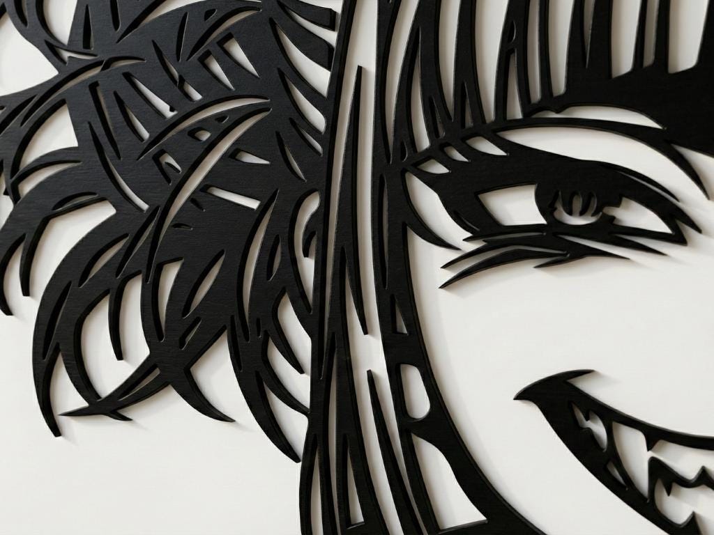 Laser Cut Anime Wall Art Decor – Himiko Toga | Flow-Line Art Black Frame | SVG AI DXF dwg Files