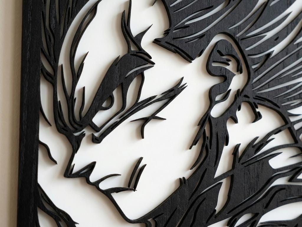 Laser Cut Anime Wall Art Decor – Vegeta | Flow-Line Art Black Frame | SVG AI DXF dwg Files