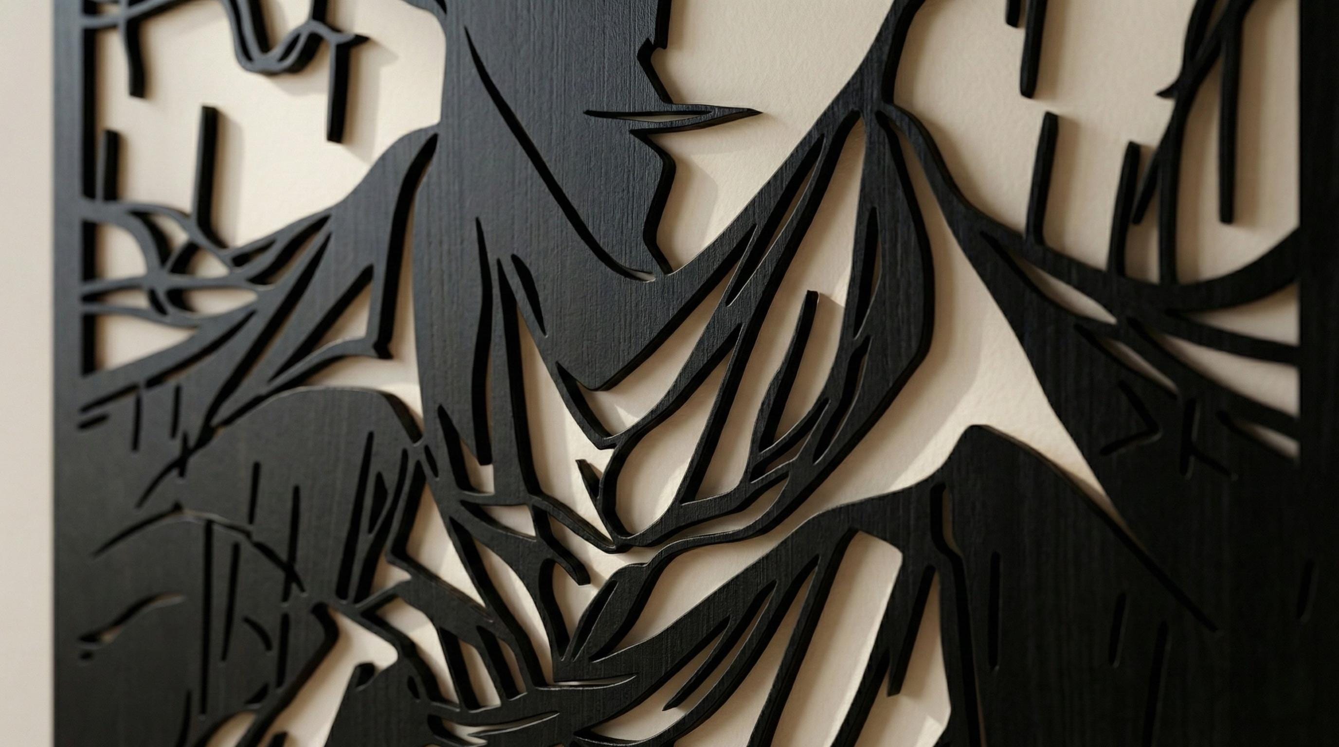 Laser Cut Anime Wall Art Decor – Sung Jin Woo | Flow-Line Art Black Frame | SVG AI DXF dwg Files