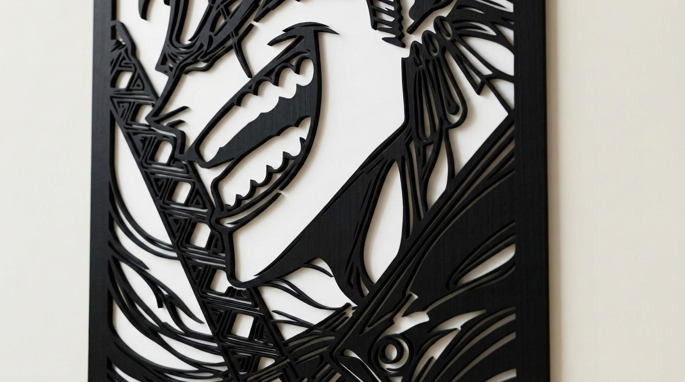 Laser Cut Anime Wall Art Decor – Zoro | Flow-Line Art Black Frame | SVG AI DXF dwg Files