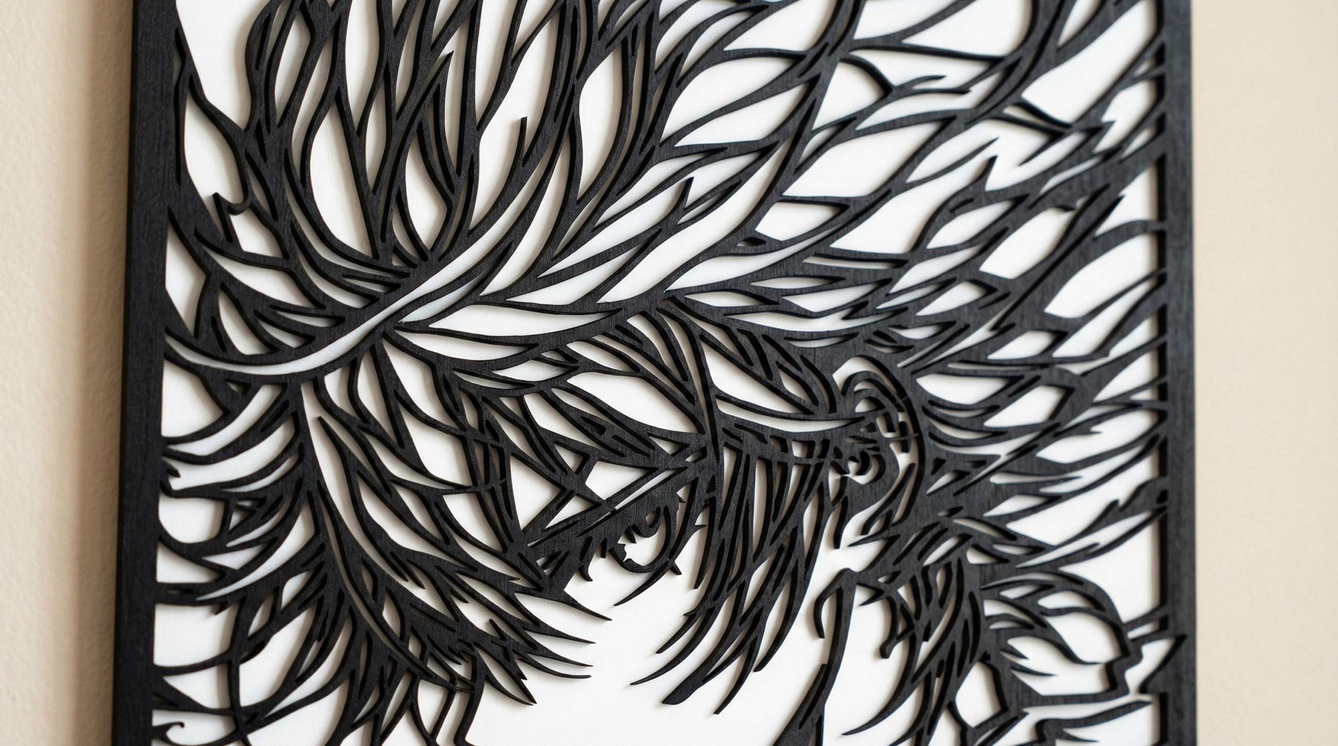 Laser Cut Anime Wall Art Decor – Killua | Flow-Line Art Black Frame | SVG AI DXF dwg Files