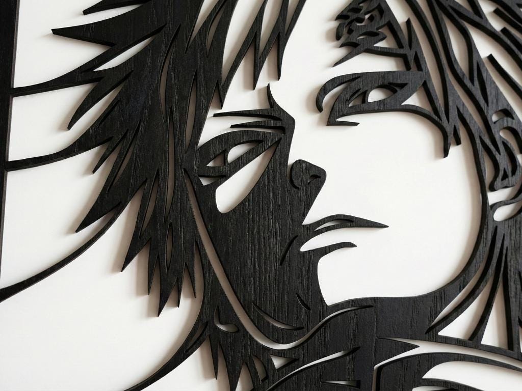 Laser Cut Anime Wall Art Decor – Gaara 2 | Flow-Line Art Black Frame | SVG AI DXF dwg Files
