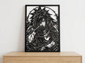 Laser Cut Anime Wall Art Decor – Madara Uchiha 2 | Flow-Line Art Black Frame | SVG AI DXF dwg Files