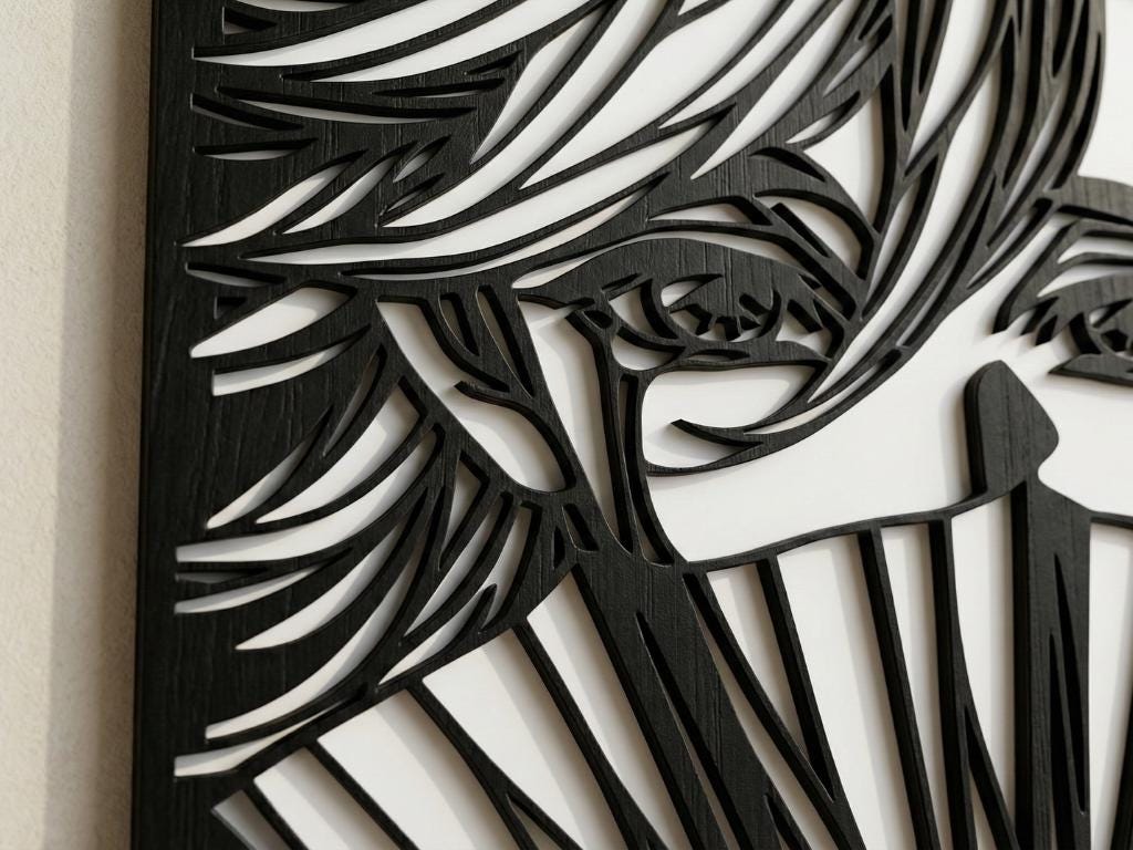 Laser Cut Anime Wall Art Decor – Doma | Flow-Line Art Black Frame | SVG AI DXF dwg Files