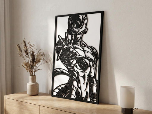 Laser Cut Anime Wall Art Decor – Freezer | Flow-Line Art Black Frame | SVG AI DXF dwg Files
