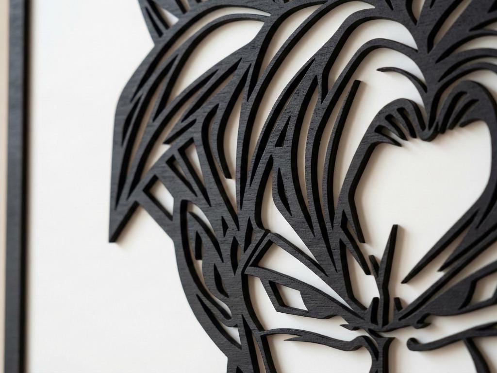 Laser Cut Anime Wall Art Decor – Future Gohan | Flow-Line Art Black Frame | SVG AI DXF dwg Files