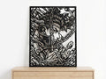 Laser Cut Anime Wall Art Decor – Gyomei Himejima | Flow-Line Art Black Frame | SVG AI DXF dwg Files