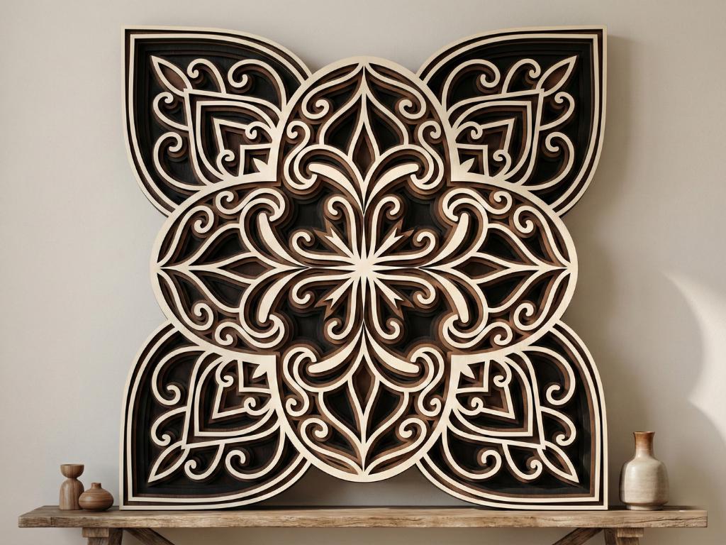 Laser Cut Multilayer Mandala 6 Wall Art – 5 Layer Mandala Design | 3D Wall Decor | AI SVG DXF dwg Files