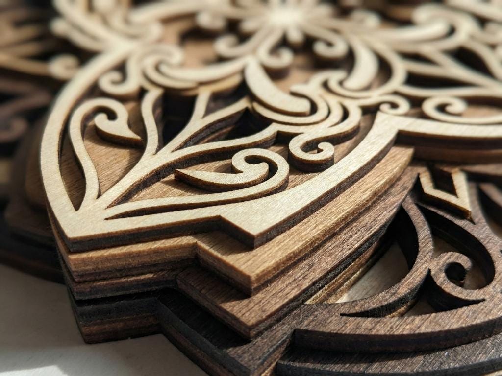 Laser Cut Multilayer Mandala 6 Wall Art – 5 Layer Mandala Design | 3D Wall Decor | AI SVG DXF dwg Files