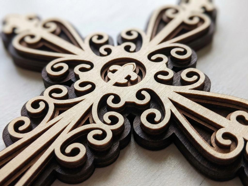 Laser Cut Multilayer Cross Wall Art – 5 Layer Cross Design | 3D Wall Decor | AI SVG DXF dwg Files