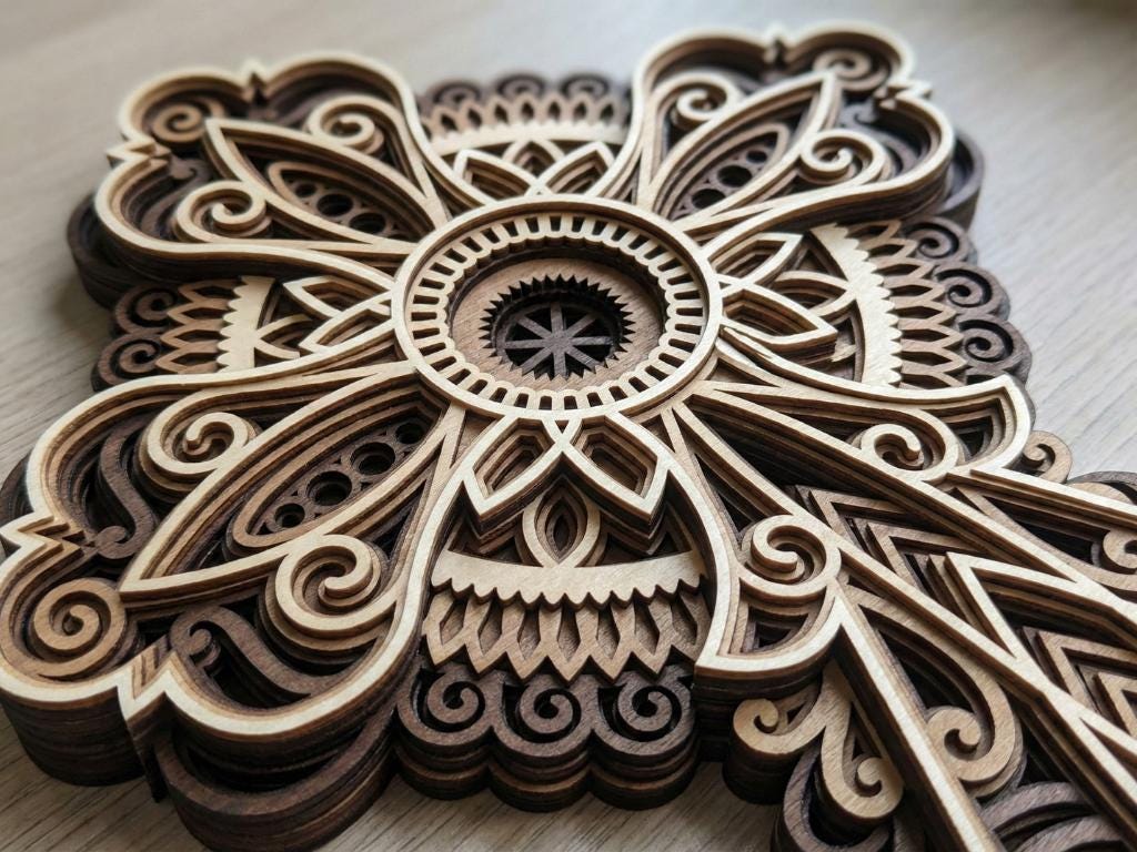 Laser Cut Multilayer Cross 2 Wall Art – 7 Layer Cross Design | 3D Wall Decor | AI SVG DXF dwg Files