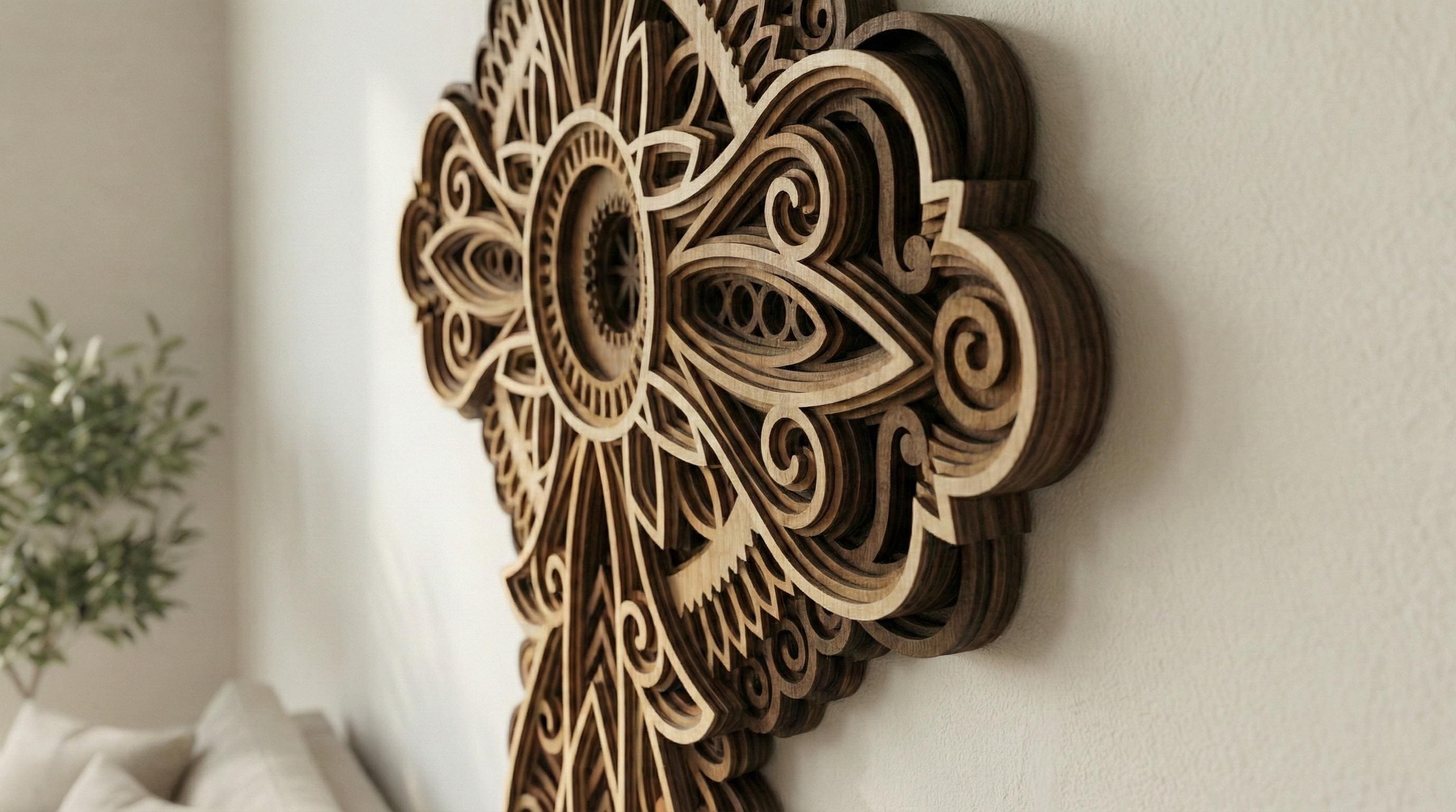Laser Cut Multilayer Cross 2 Wall Art – 7 Layer Cross Design | 3D Wall Decor | AI SVG DXF dwg Files