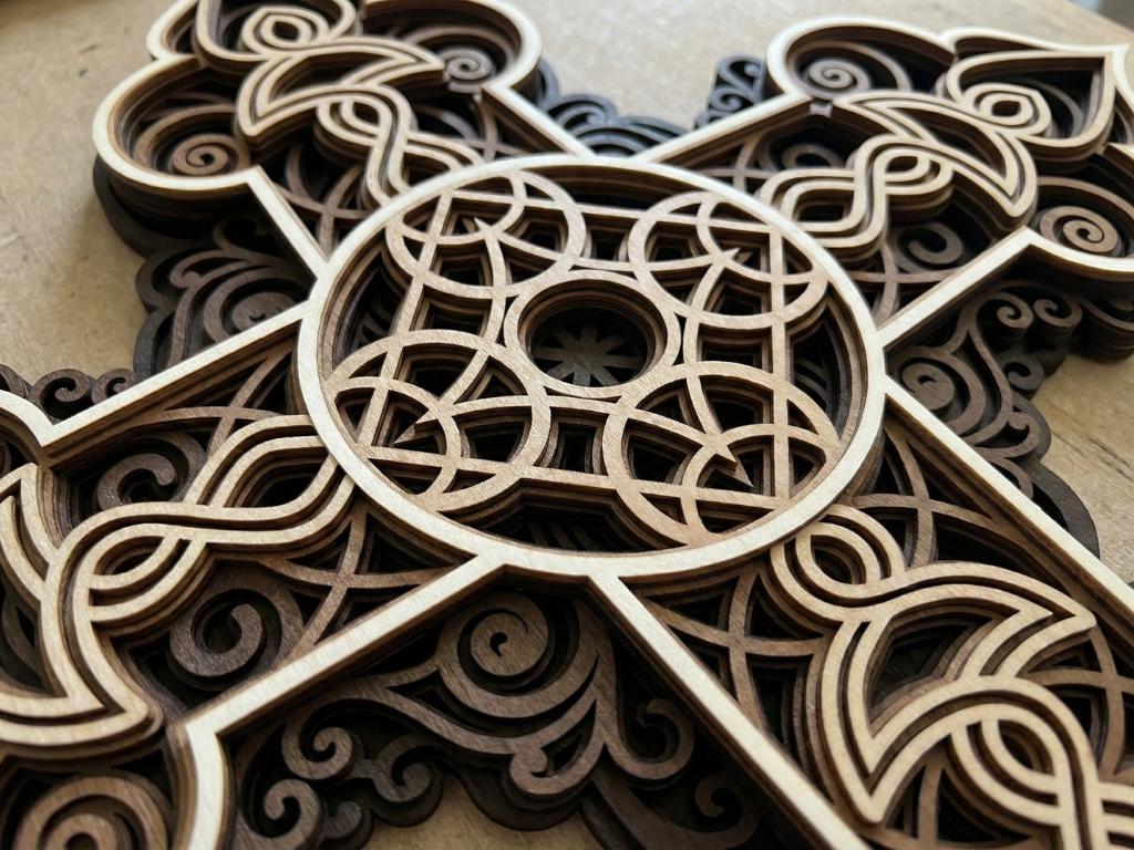 Laser Cut Multilayer Cross 3 Wall Art – 6 Layer Cross Design | 3D Wall Decor | AI SVG DXF dwg Files
