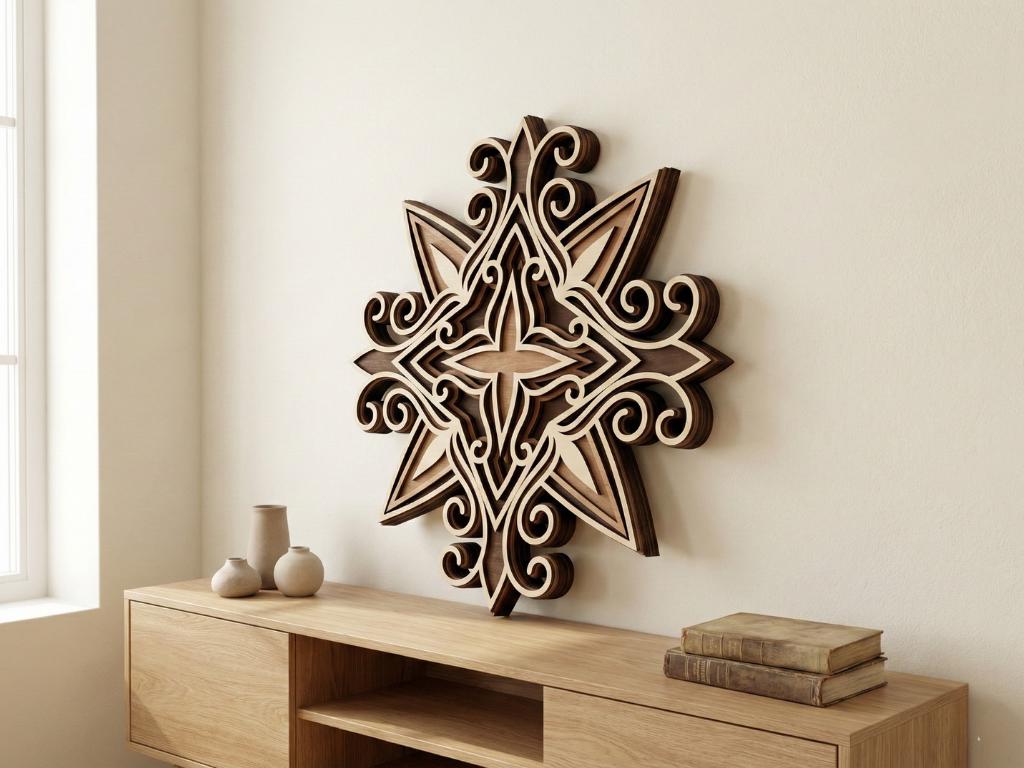 Laser Cut Multilayer Mandala 8 Wall Art – 5 Layer Mandala Design | 3D Wall Decor | AI SVG DXF dwg Files