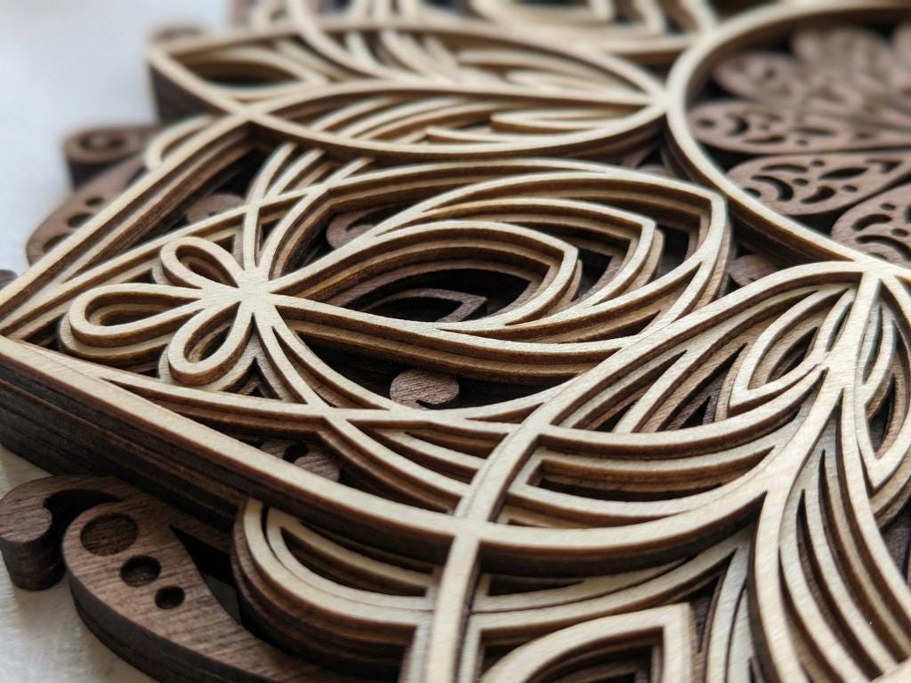 Laser Cut Multilayer Mandala 10 Wall Art – 6 Layer Mandala Design | 3D Wall Decor | AI SVG DXF dwg Files