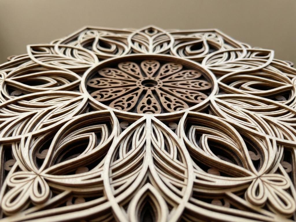 Laser Cut Multilayer Mandala 10 Wall Art – 6 Layer Mandala Design | 3D Wall Decor | AI SVG DXF dwg Files