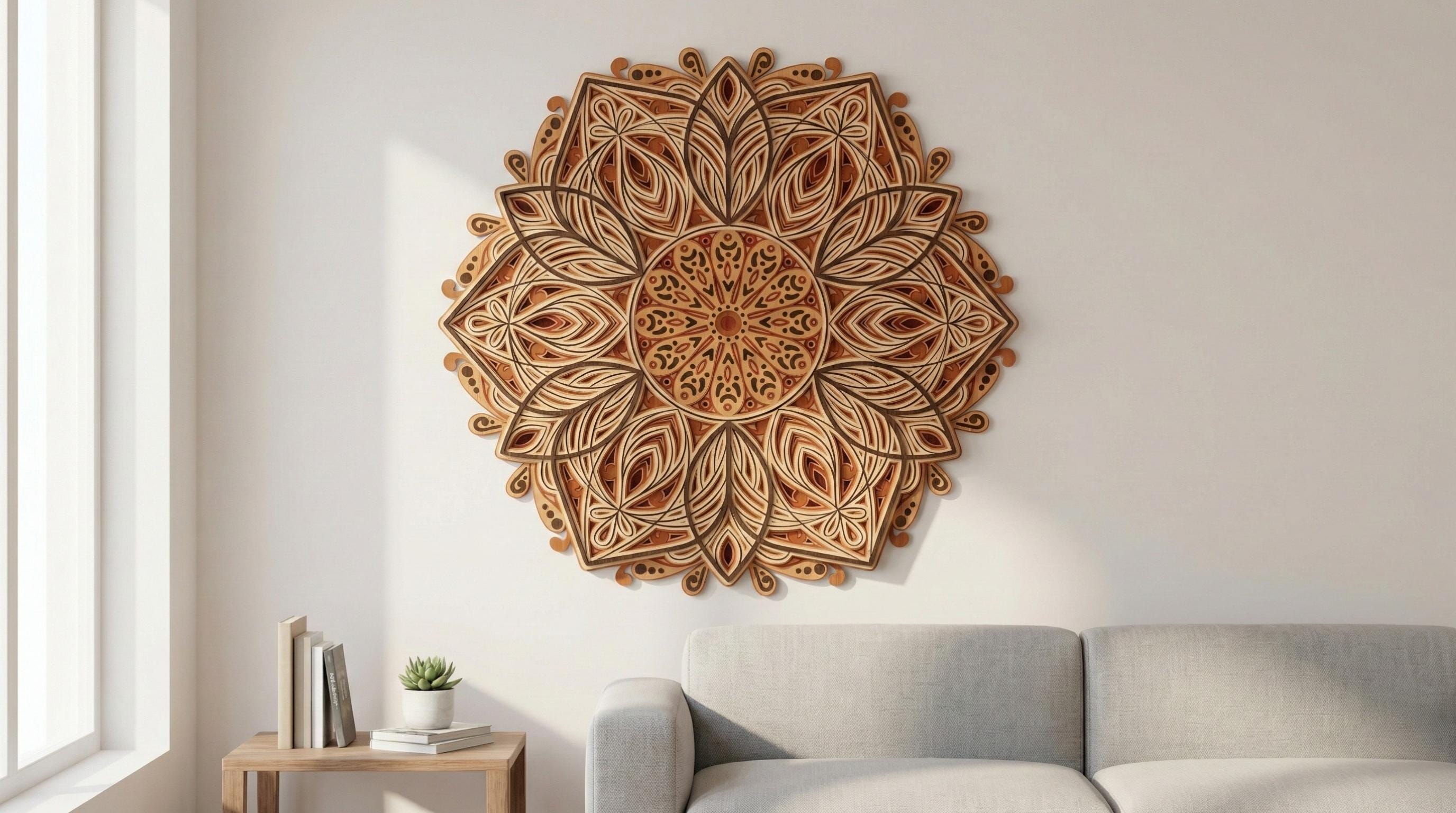 Laser Cut Multilayer Mandala 10 Wall Art – 6 Layer Mandala Design | 3D Wall Decor | AI SVG DXF dwg Files