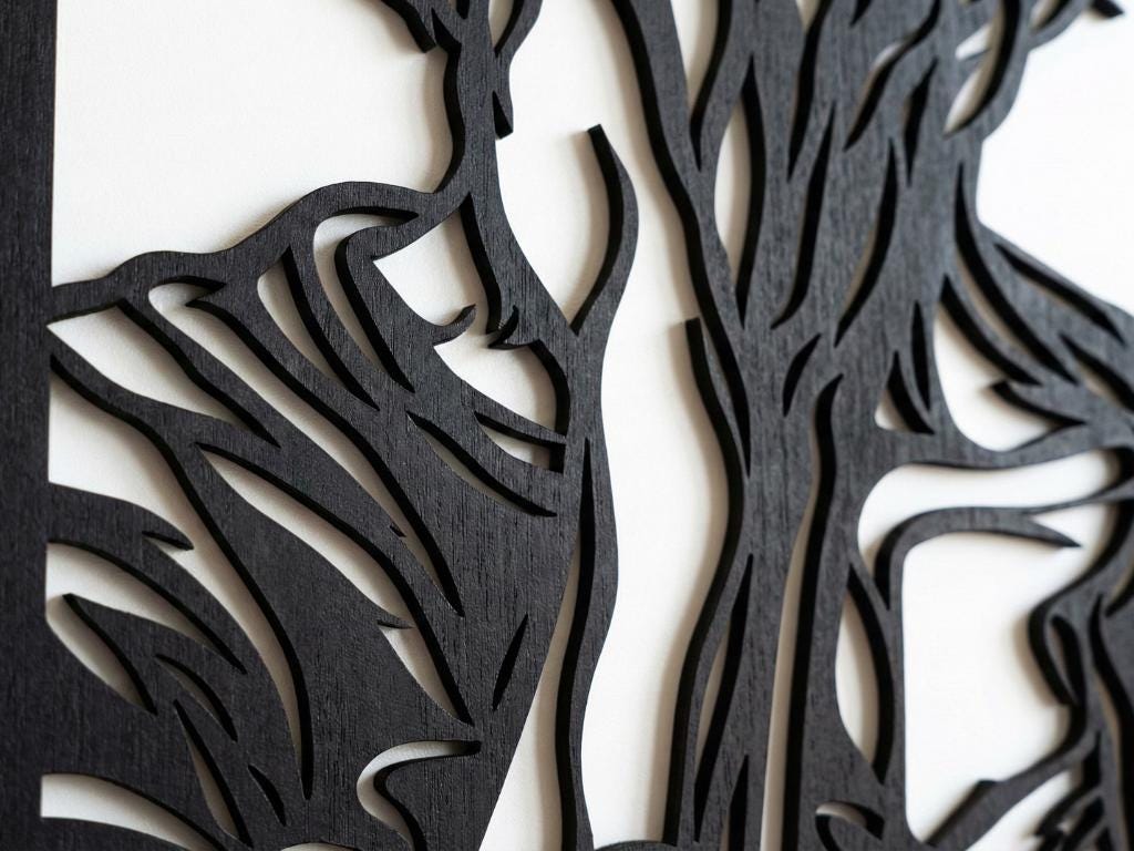 Laser Cut Anime Wall Art Decor – Monkey D Luffy | Flow-Line Art Black Frame | SVG AI DXF dwg Files