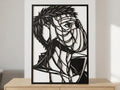 Laser Cut Anime Wall Art Decor – Tobi | Flow-Line Art Black Frame | SVG AI DXF dwg Files