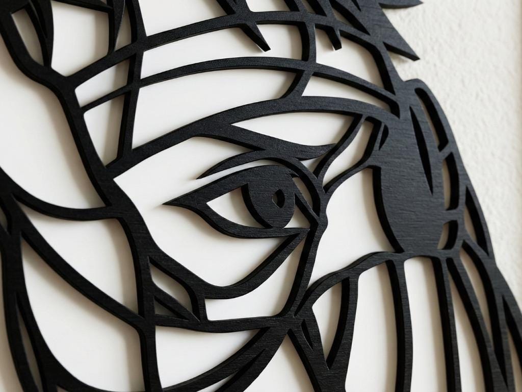 Laser Cut Anime Wall Art Decor – Tobi | Flow-Line Art Black Frame | SVG AI DXF dwg Files