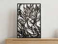 Laser Cut Anime Wall Art Decor – Trunks | Flow-Line Art Black Frame | SVG AI DXF dwg Files