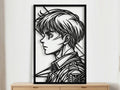 Laser Cut Anime Wall Art Decor – Armin Arlert | Flow-Line Art Black Frame | SVG AI DXF dwg Files