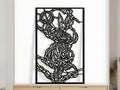 Laser Cut Anime Wall Art Decor – Beerus | Flow-Line Art Black Frame | SVG AI DXF dwg Files