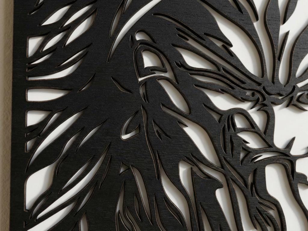 Laser Cut Anime Wall Art Decor – Broly | Flow-Line Art Black Frame | SVG AI DXF dwg Files