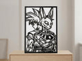 Laser Cut Anime Wall Art Decor – Goku and Beerus | Flow-Line Art Black Frame | SVG AI DXF dwg Files
