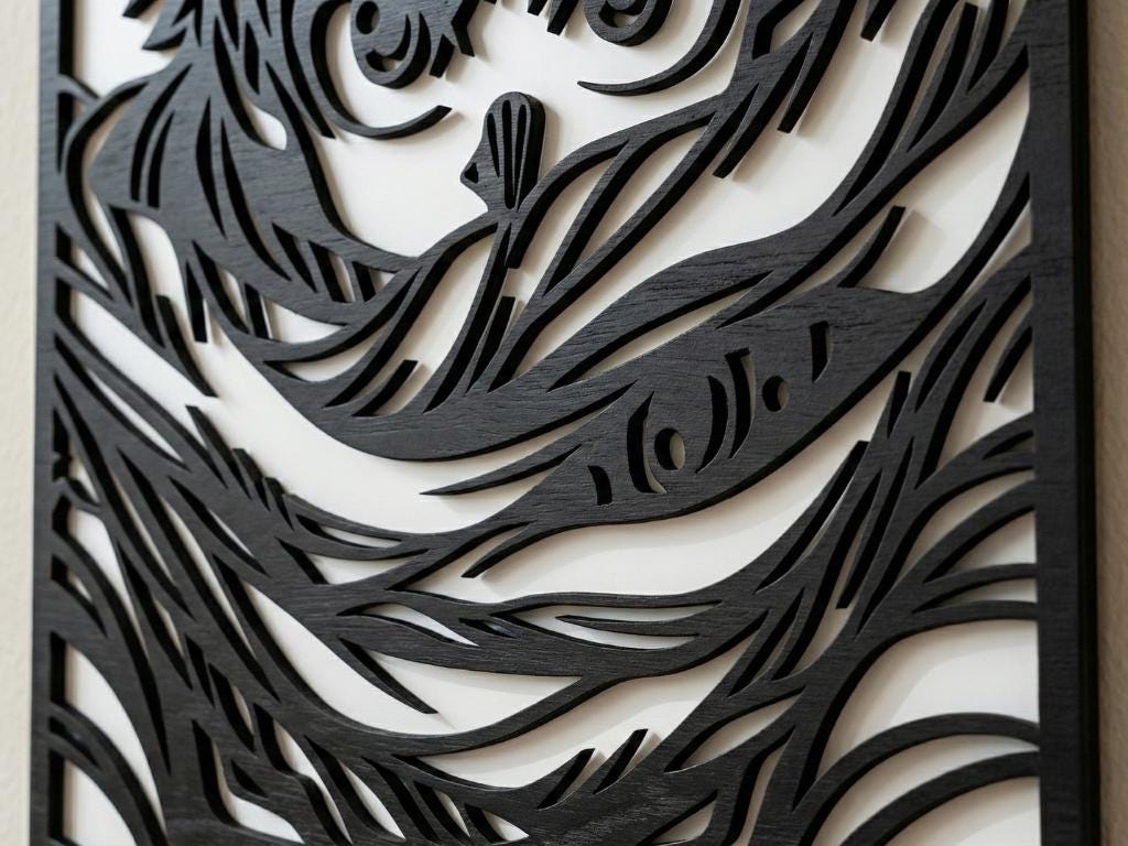 Laser Cut Anime Wall Art Decor – Izuku Midoriya | Flow-Line Art Black Frame | SVG AI DXF dwg Files