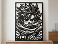 Laser Cut Anime Wall Art Decor – Izuku Midoriya | Flow-Line Art Black Frame | SVG AI DXF dwg Files
