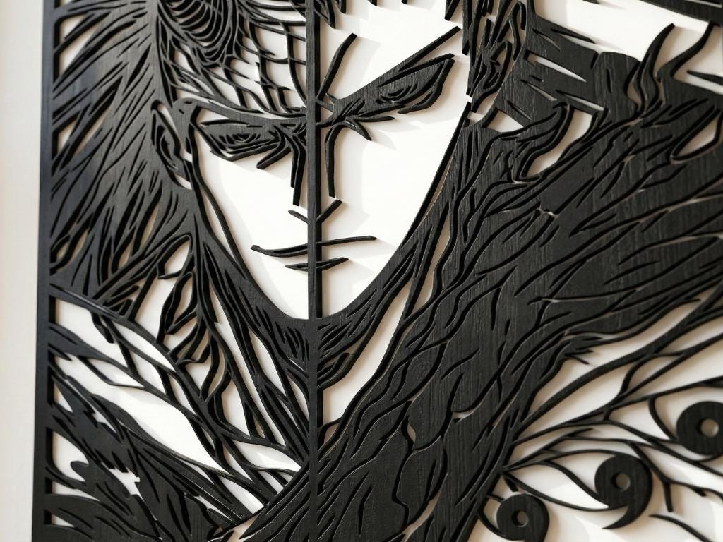 Laser Cut Anime Wall Art Decor – Madara and Obito | Flow-Line Art Black Frame | SVG AI DXF dwg Files