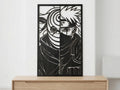 Laser Cut Anime Wall Art Decor – Obito and Kakashi | Flow-Line Art Black Frame | SVG AI DXF dwg Files